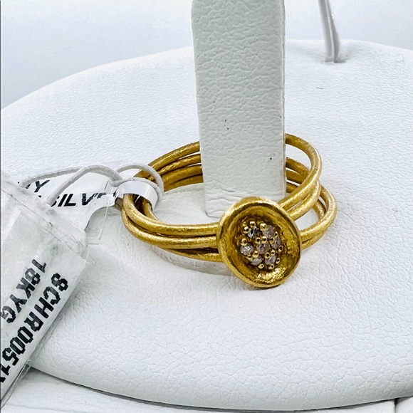 Carriers 18K Gold Plated Silver Diamond Quad Band Ring .04 ctw Size 6 NWT - Picture 5 of 6